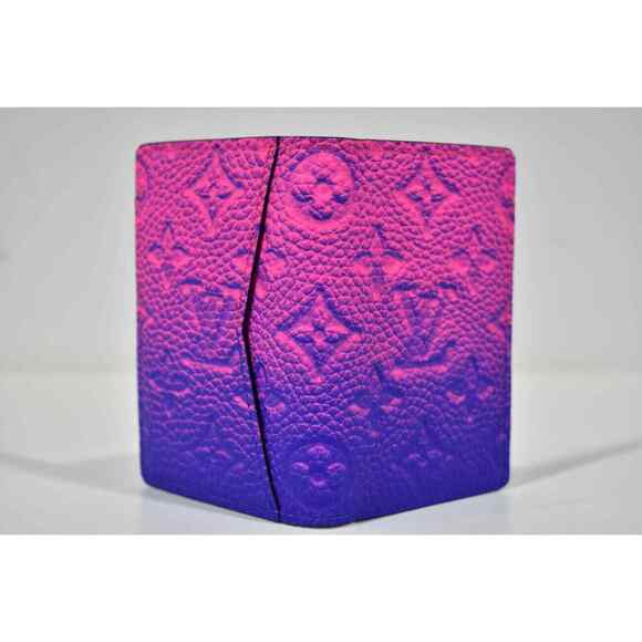 Louis Vuitton Taurillon Monogram Logo Pink Blue Ombre Pocket Organizer Wallet - Picture 6 of 11